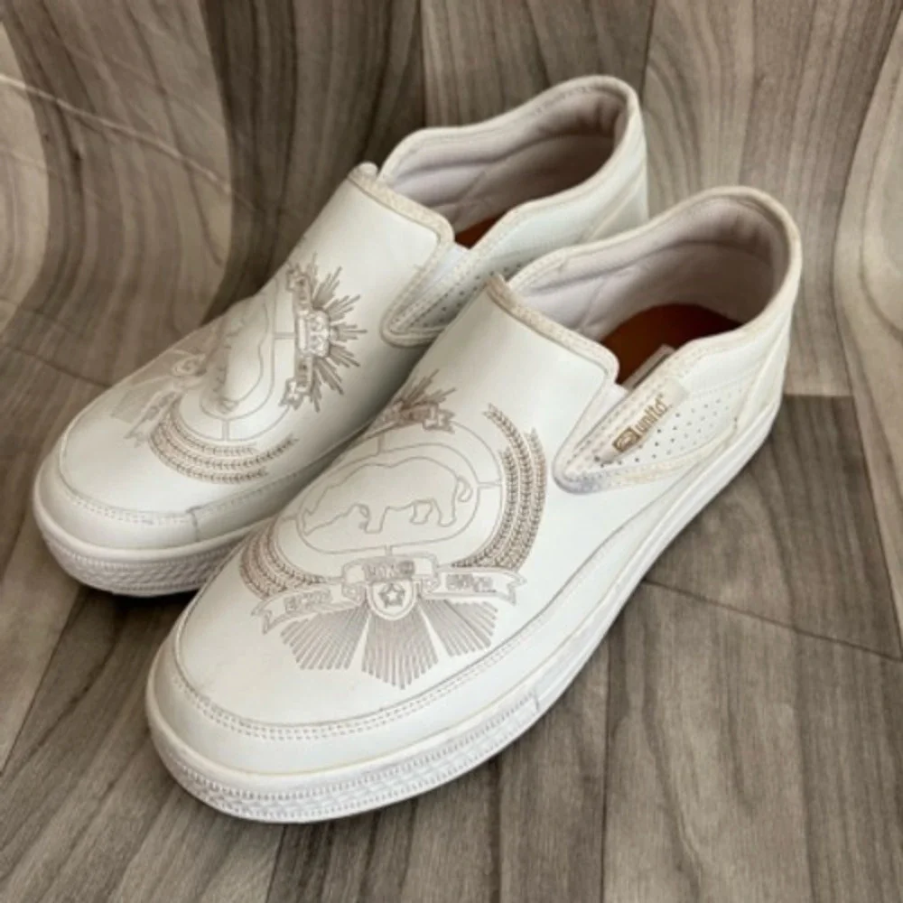 Ecko Unltd Mens Casual Slip-On Shoes White Leather Rhino Round Toe 9 EUR 42 - Picture 11 of 12